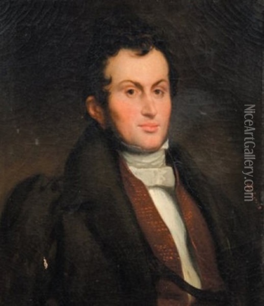 Portrait De Pierre L'herminier Oil Painting - Eugene Deveria