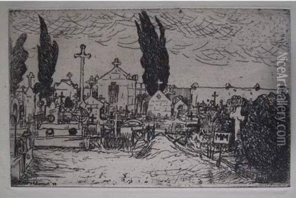 Cimetiere / Cemetery (nantes). 1899 Oil Painting - Jean Emile Laboureur