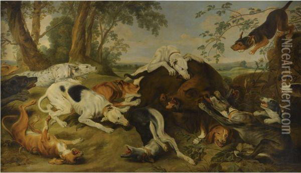 A Boar Hunt Oil Painting - Frans Snyders