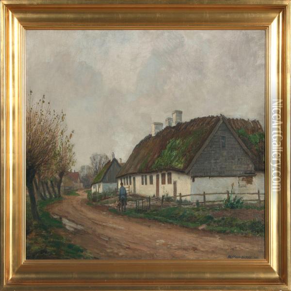 Small Town Scenery Oil Painting - Fritz Johannes Bentzen-Bilkvist