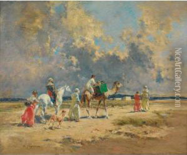 La Caravane Oil Painting - Victor Pierre Huguet