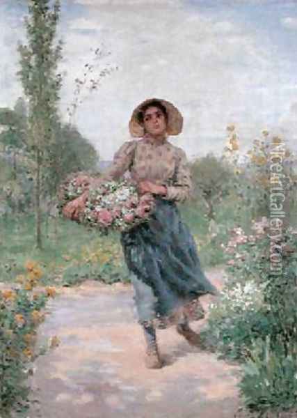 Picking flowers Oil Painting - Albert Lambert
