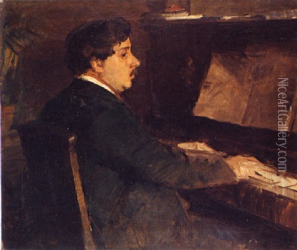 The Piano Player Oil Painting - Nicolas Lytras