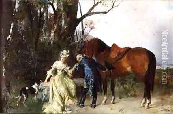 A chivalrous greeting Oil Painting - G. Hans Buttner