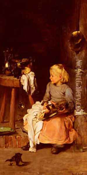 La Petite Fille Au Chaudron Oil Painting - Bail Joseph