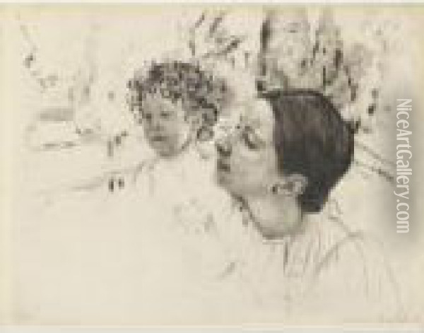 By The Pond (b. 161; Matthews/shapiro 1896) Oil Painting - Mary Cassatt