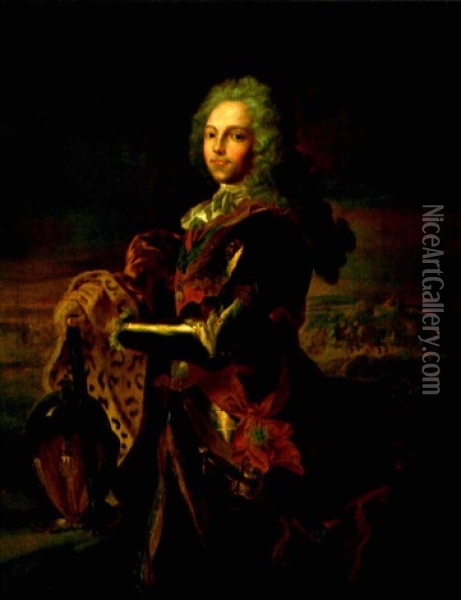 Portrait Du Marechal De Belle Isle Oil Painting - Hyacinthe Rigaud