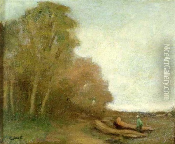Figure In A Landscape Oil Painting - Charles Warren Eaton