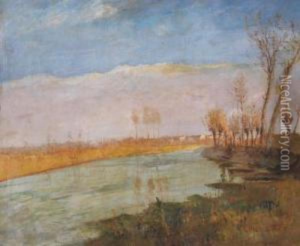 Paesaggio Sul Fiume Oil Painting - Luigi Zago