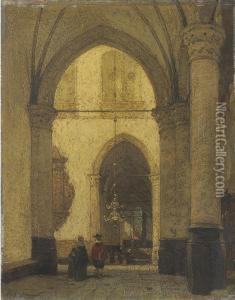 St. Laurens, Church At Alkmaar Oil Painting - Johannes Bosboom