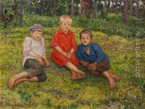 Rast Am Waldrand Oil Painting - Nikolai Petrovich Bogdanov-Bel'sky