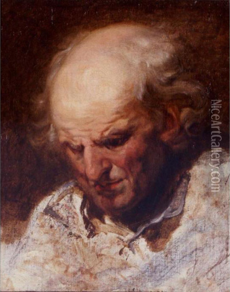 Study Of An Old Man Oil Painting - Jean Baptiste Greuze