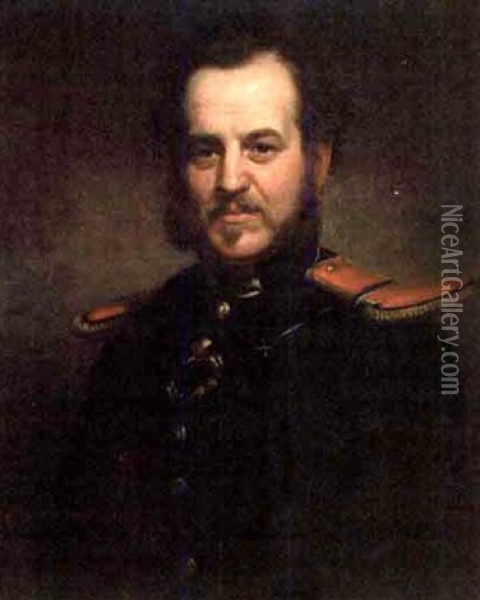 Portrait Of A Military Officer With Red Epaulets Oil Painting - Charles Waldo Jenkins