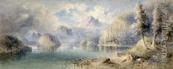 Lake Manapouri, South Island, Newzealand Oil Painting - William Henry Raworth
