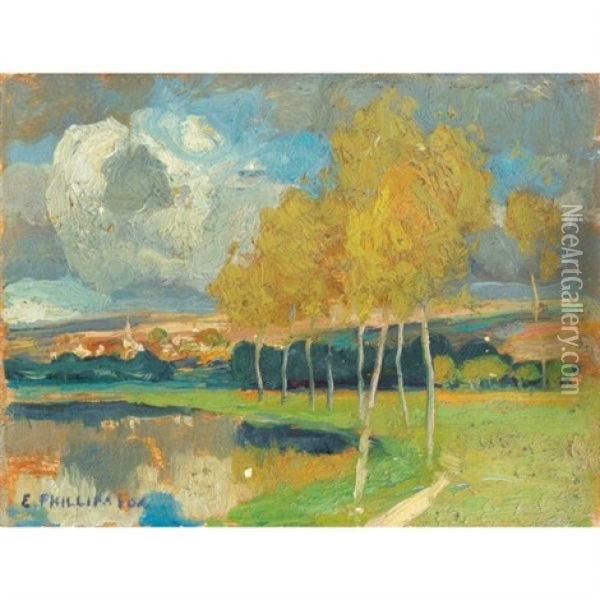 Paysage (+ Arbres (study), Verso) Oil Painting - Emanuel Phillips Fox