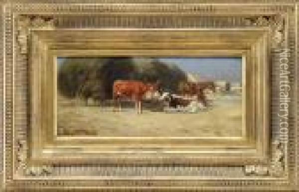 Western Hay Wagons Oil Painting - Frederic Remington