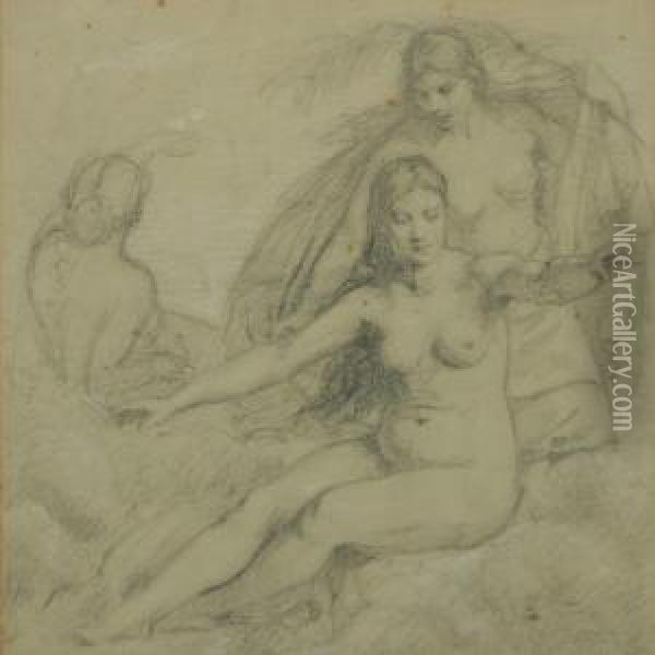 Naked Women Oil Painting - Frans Schwartz