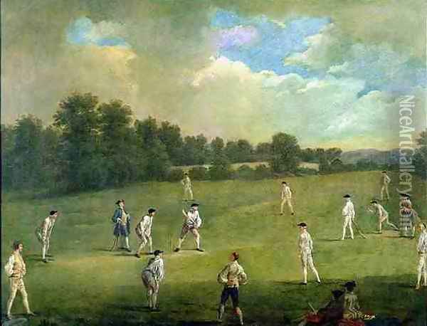 Cricket as Played in the Mary le Bone Fields Oil Painting - Francis Hayman