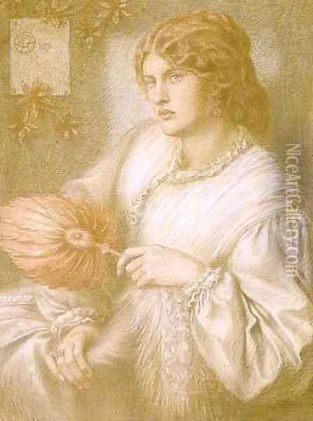 Woman with a Fan Oil Painting - Dante Gabriel Rossetti