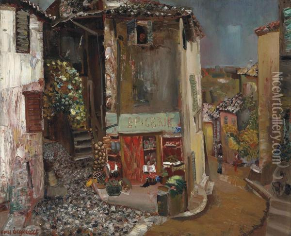 Epicerie Du Village Oil Painting - Boris Dimitrevich Grigoriev
