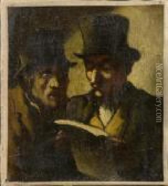 Two Men Oil Painting - Honore Daumier