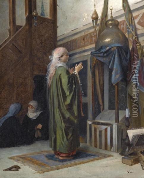 In The Mosque Oil Painting - Theodore Jacques Ralli