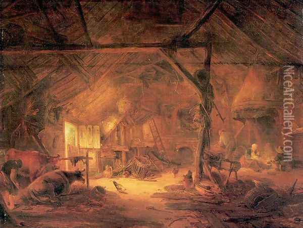 Barn Interior 1645 Oil Painting - Isaack Jansz. van Ostade