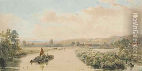 View of the Thames from Maidenhead Bridge Oil Painting - Peter de Wint