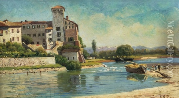 Castello, Cassano D'adda Oil Painting - Giovanni Battista Ferrari