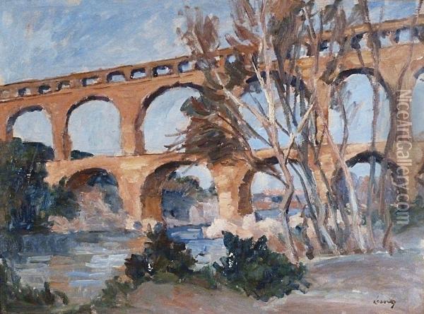 Le Pont Du Gard Oil Painting - Louis Alphonse Abel Lauvray