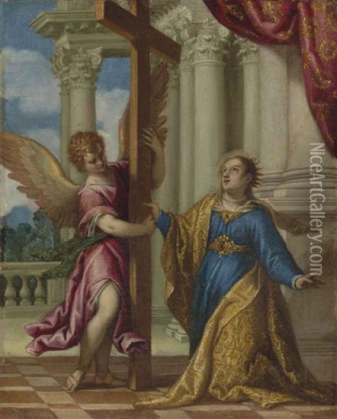 The Vision Of Saint Helena Oil Painting - Carlo Caliari
