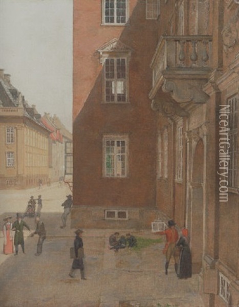 Udsigt Fra Et Vindue I Eckersbergs Atelier Til En Floj Af Charlottenborg Oil Painting - Christen Kobke