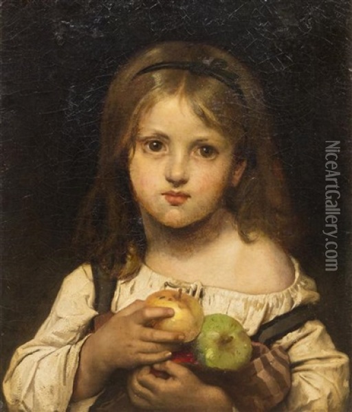 Young Girl With Apples Oil Painting - Leon Jean Basile Perrault