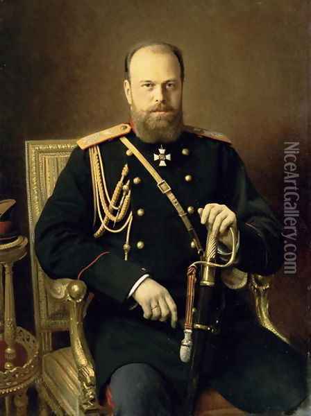 Portrait of Emperor Alexander III (1845-94) 1886 Oil Painting - Ivan Nikolaevich Kramskoy