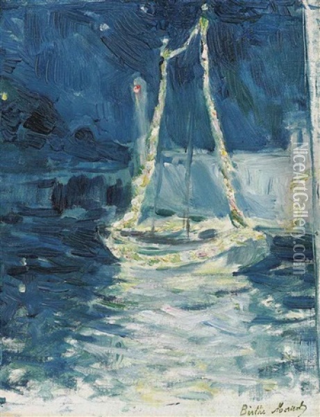 Bateau Illumine Oil Painting - Berthe Morisot