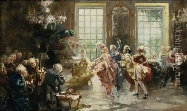 A Spirited Dance Oil Painting - Francois Brunery