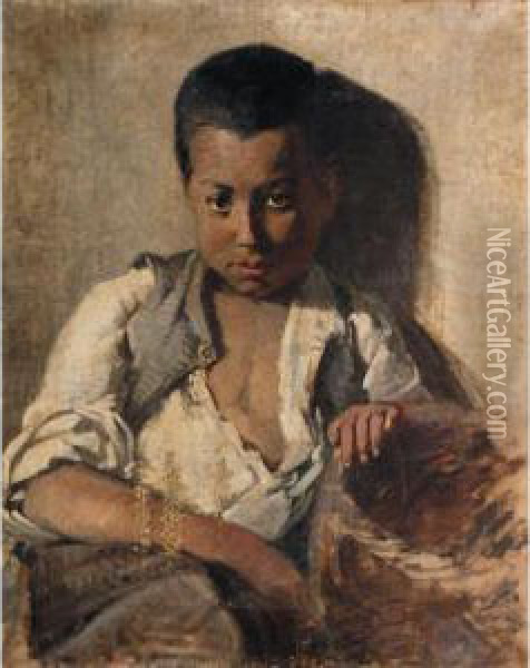 Portrait Of A Boy Oil Painting - Pericles Pantazis