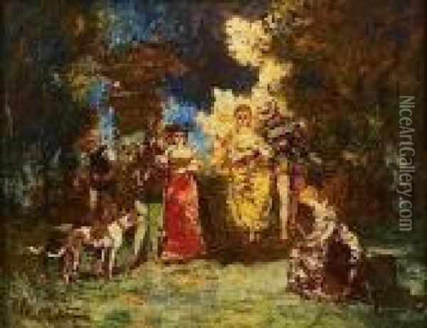 L'harmonie En Jaune Oil Painting - Adolphe Joseph Th. Monticelli
