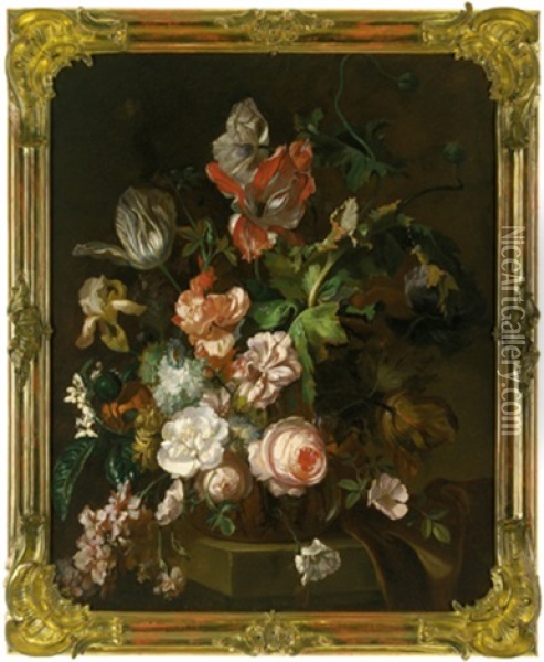 Blumenstraus In Einer Tonvase Oil Painting - Jan Van Huysum