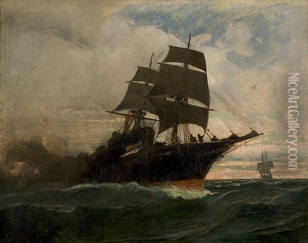 Surging Through The Seas Oil Painting - Constantinos Volanakis