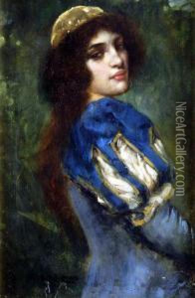 A Pre-raphaelite Lady Oil Painting - William A. Breakspeare