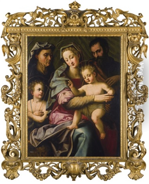 The Holy Family With St Elizabeth And The Young St John The Baptist Oil Painting - Michele Tosini