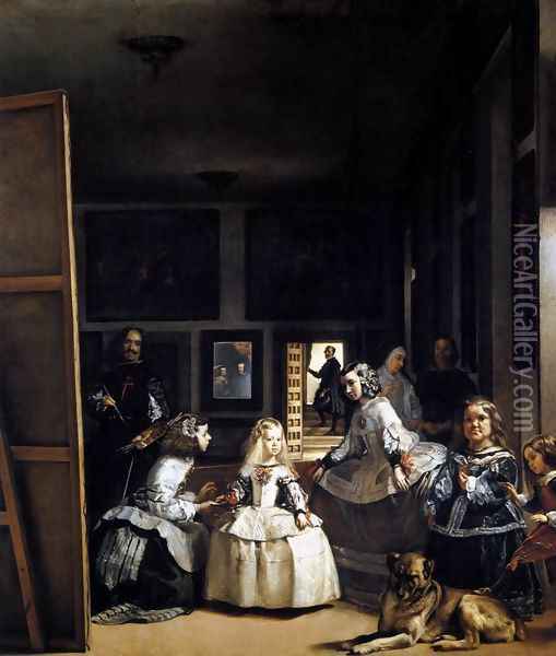 Las Meninas or The Family of Philip IV 1656-57 Oil Painting - Diego Rodriguez de Silva y Velazquez