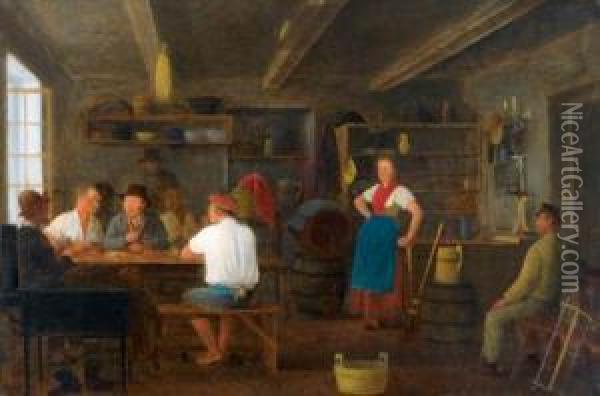 In The Tavern Oil Painting - Johann Michael Neder