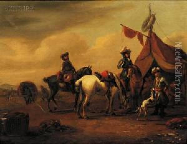 Meeting Of The Huntsmen Oil Painting - Jan van de Venne