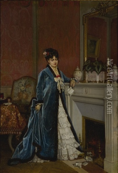 News From Afar Oil Painting - Auguste Toulmouche