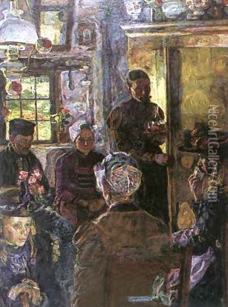 Sunday Visit 1901 Oil Painting - Izsak Perlmutter