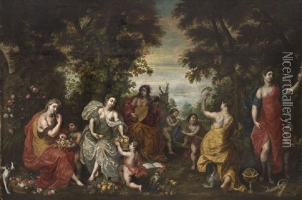 Allegorie Des Cinq Sens Oil Painting - Hendrik van Balen the Elder