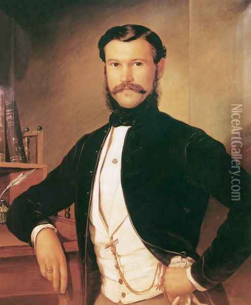 Portrait of Dobosy Lajos 1855 Oil Painting - Soma Orlai Petrich