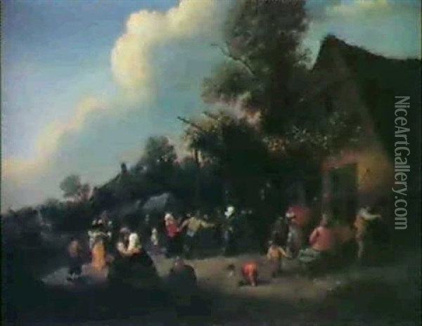 Tanzende Bauern Vor Einem Haus Oil Painting - Adriaen Jansz van Ostade